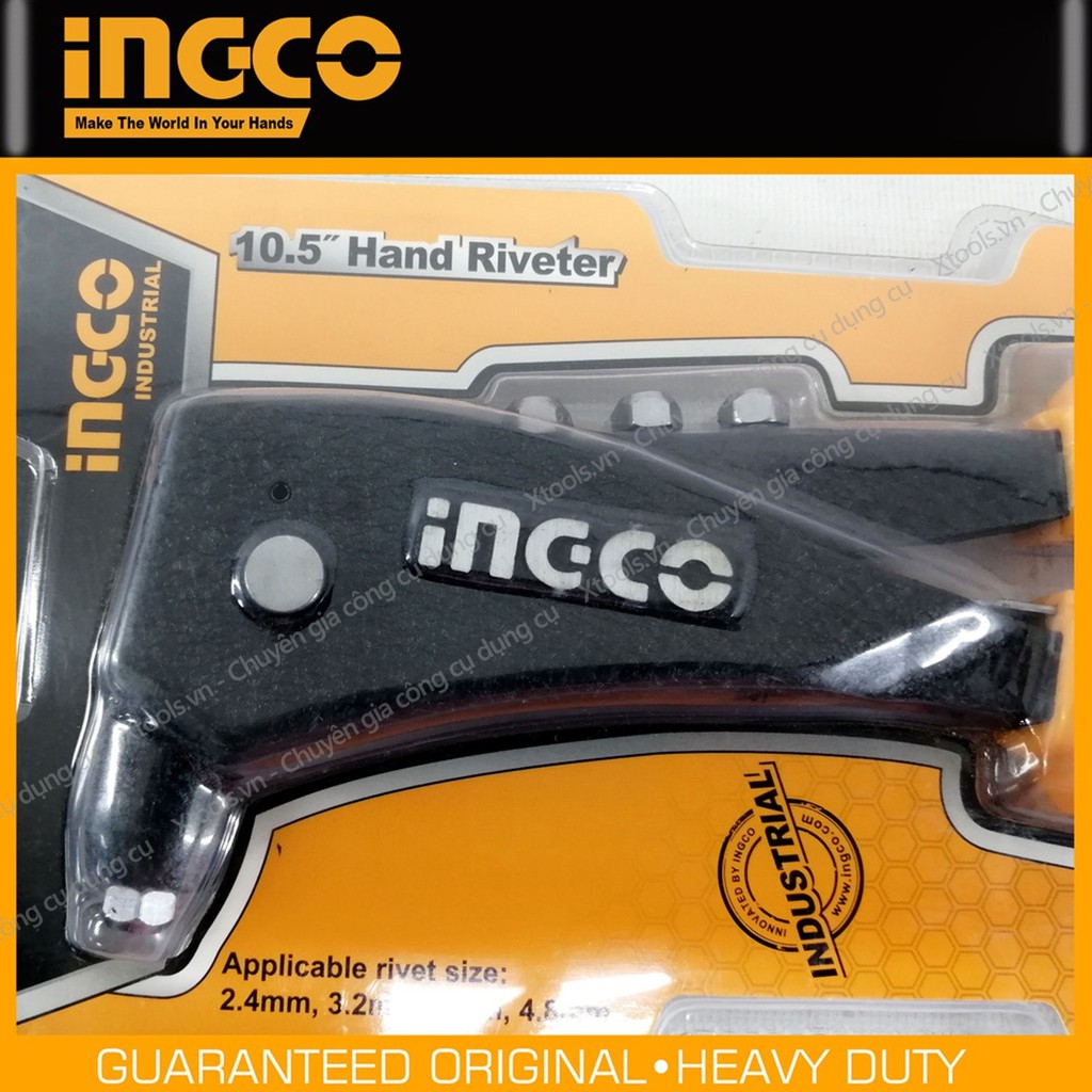 Kìm rút đinh tán chuyên dụng INGCO HR105 10&quot;, kềm rút rive trợ lực, tay cầm dài, cỡ đinh rút 2.4mm-4.8mm
