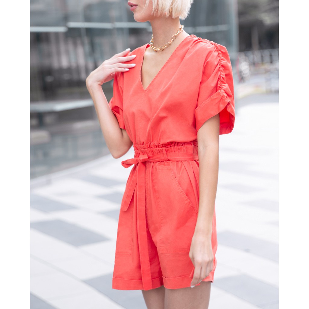 Jumpsuit ngắn tay cổ V - 10906104 J-P Fashion