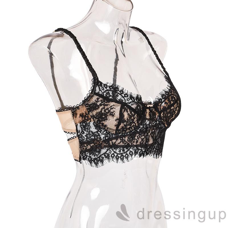 Áo Croptop Hai Dây Phối Ren Hoa Thời Trang Mùa Hè Quyến Rũ Cho Nữ