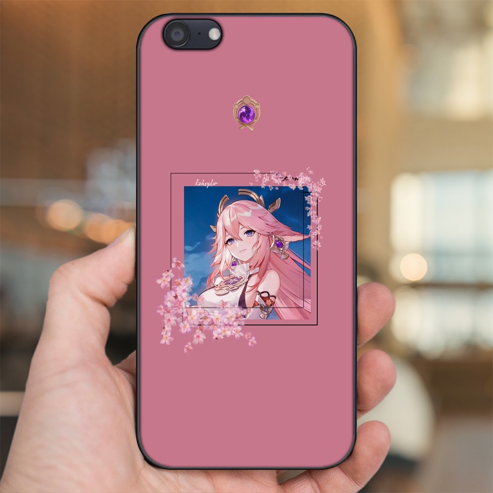 Ốp lưng Oppo A71 viền đen in hình Yae Miko Genshin Impact