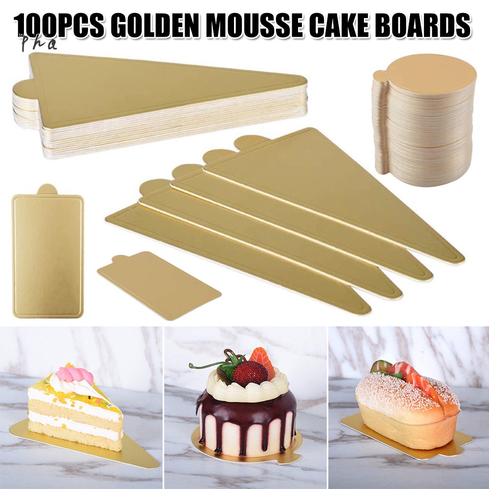 Mini Cardboard Cake Bases 100pcs Golden Mousse Cake Boards Cake Paper Plates Dessert Board Base for Wedding Birthday