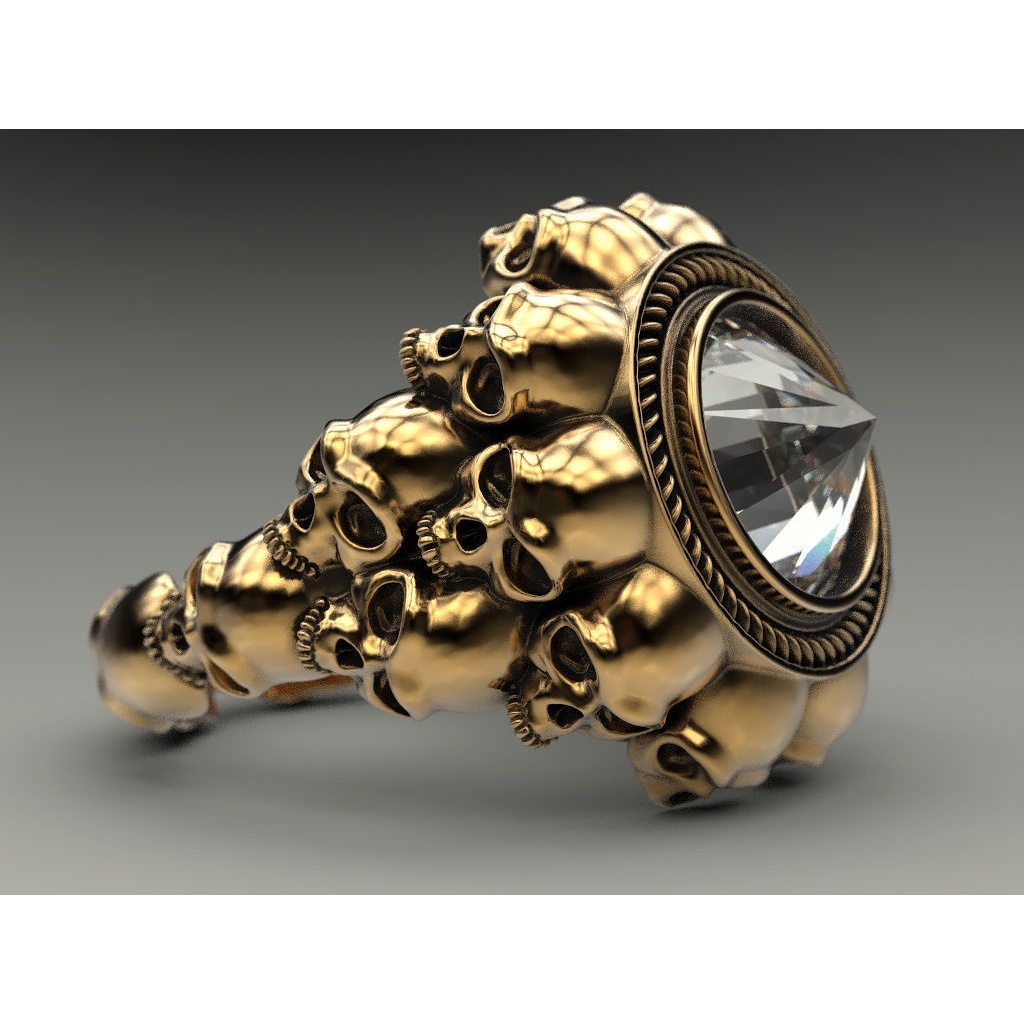 Nhẫn ZANZEA mạ bạc 925 hình đầu lâu đính đá thời trang