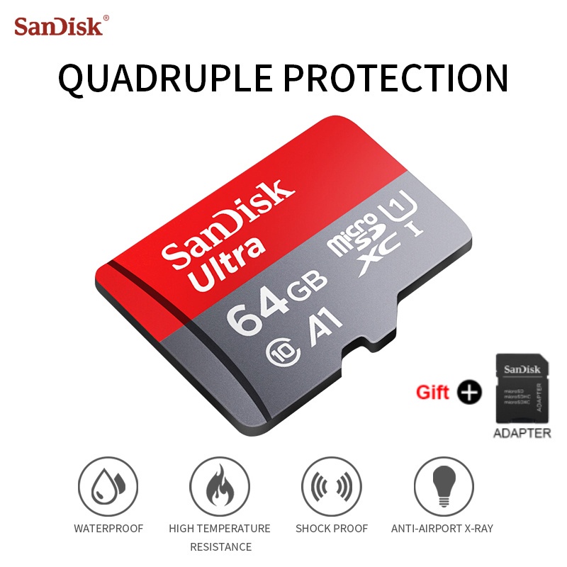 Thẻ Nhớ Micro SD Class10 Hiệu SanDisk TF / SD Dung Lượng 64GB