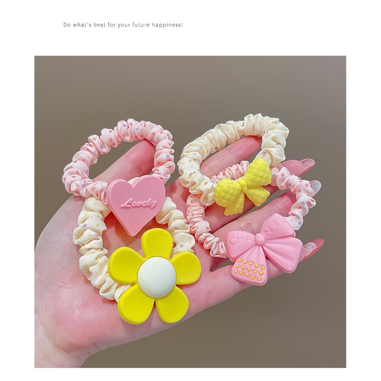 Dây Buộc Tóc Cao Su Co Giãn Không Đau Kiểu Hoạt Hình Phong Cách Hàn Quốc Dễ Thương Cho Nữ