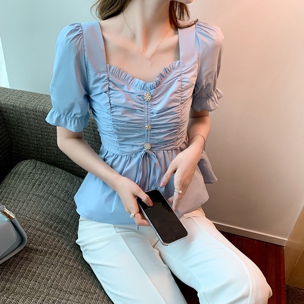 Áo chiffon nữ ZHELIHANGFEI tay ngắn đơn giản thời trang