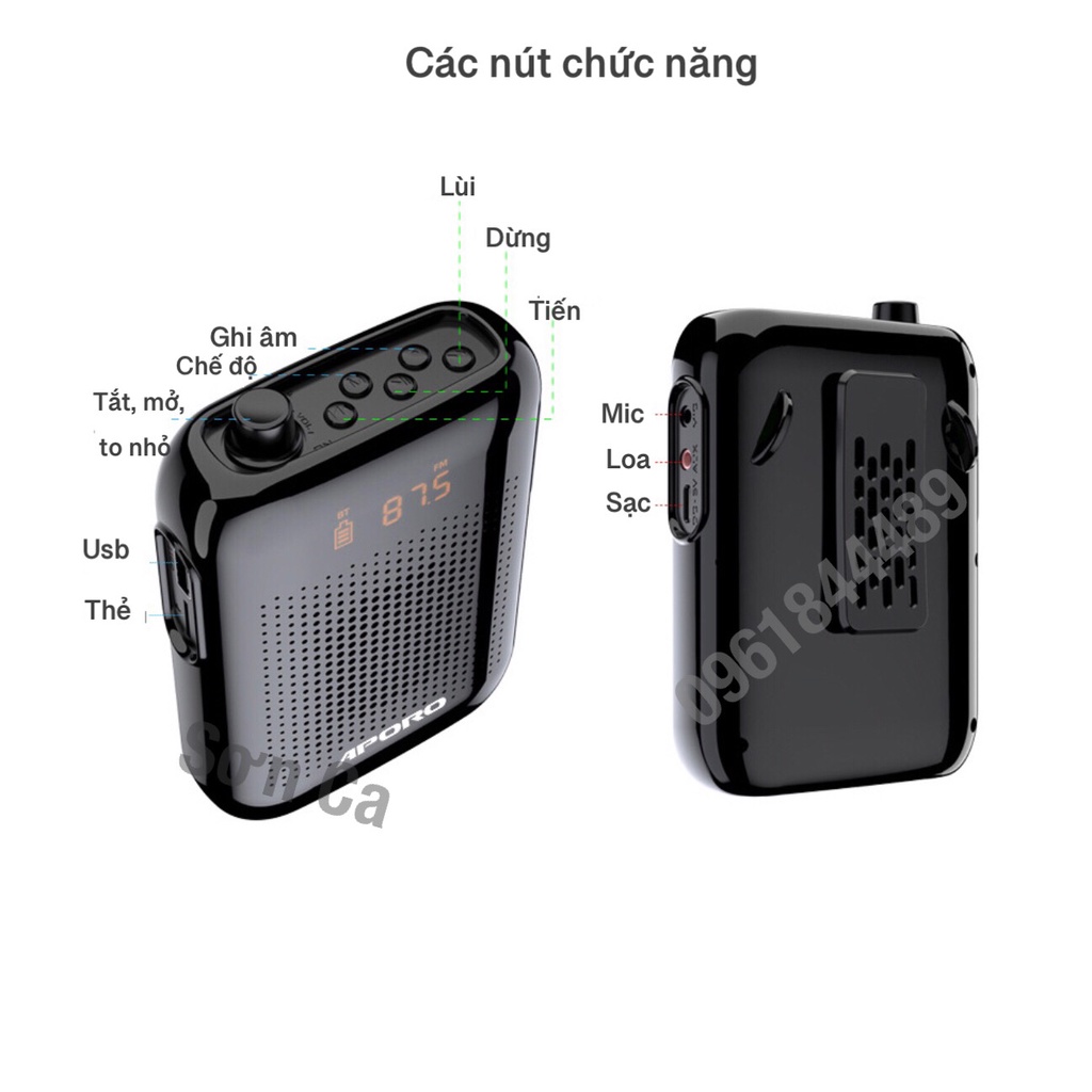 Máy trợ giảng không dây công suất cao APORO Apollo T30 UHF Bluethooth thế hệ mới