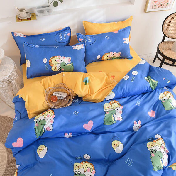 Bộ CHĂN GA GỐI Poly Cotton 4 món mẫu NHỮNG CON VẬT NGỘ NGHĨNH hàng Nhập Khẩu