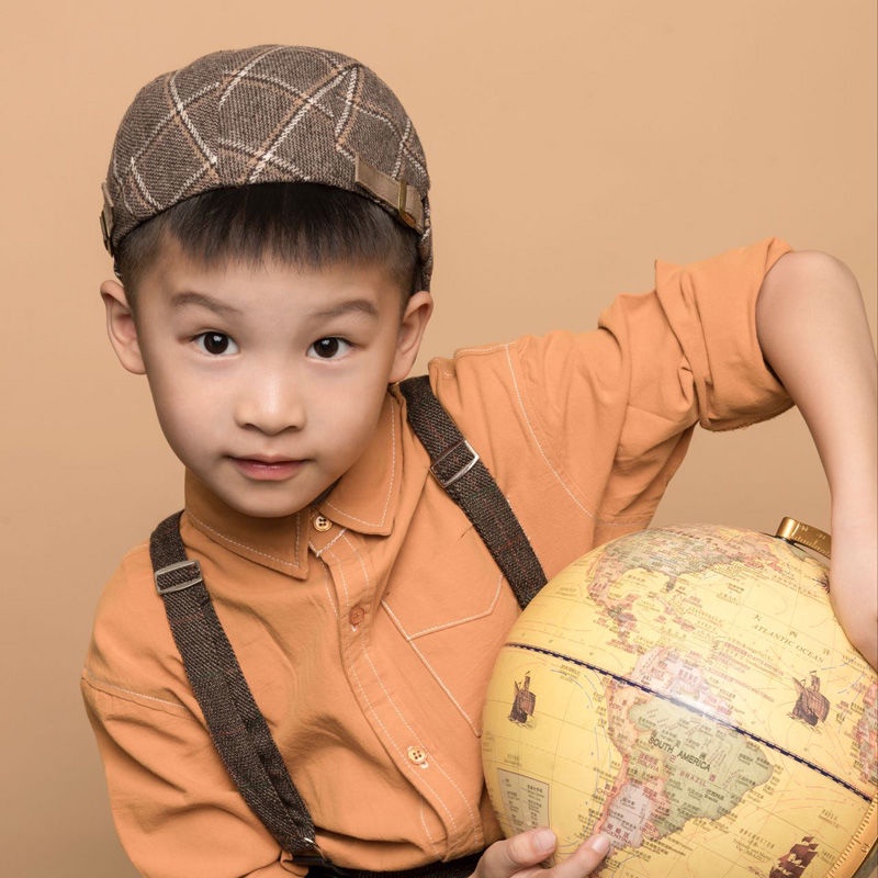 Nón Beret Họa Tiết Sọc Caro Thời Trang Cho Bé