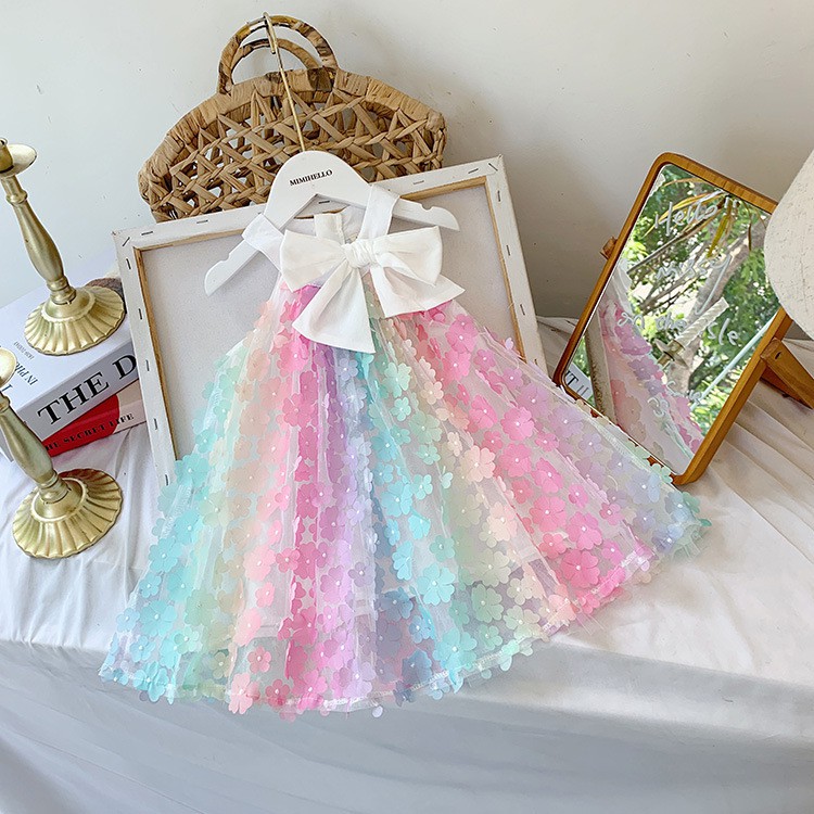 Váy hoa ba chiều phong cách hàn váy hoa bé gái từ 3-8 tuổi (mimi5 giảm 5k) váy cho bé