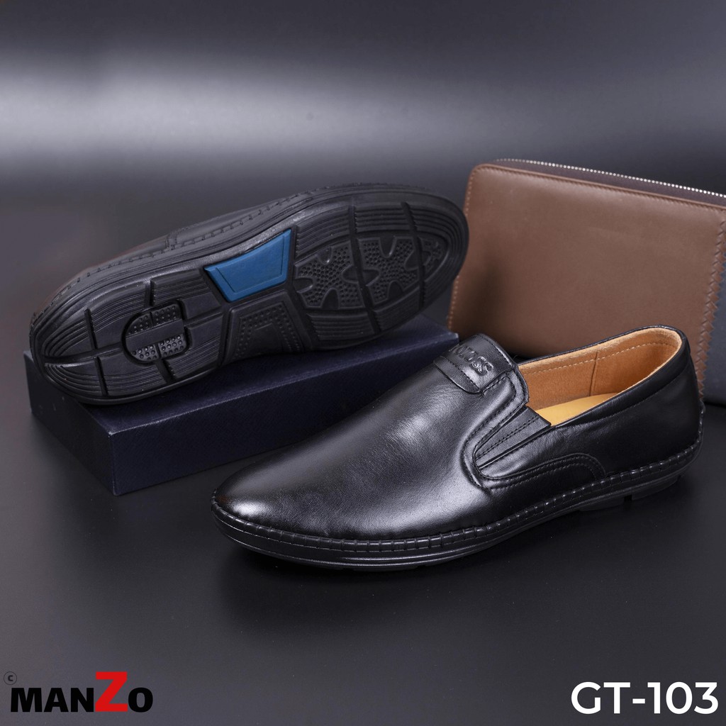 Giày lười công sở da bò cao cấp - Manzo store GT 103 (Đen)