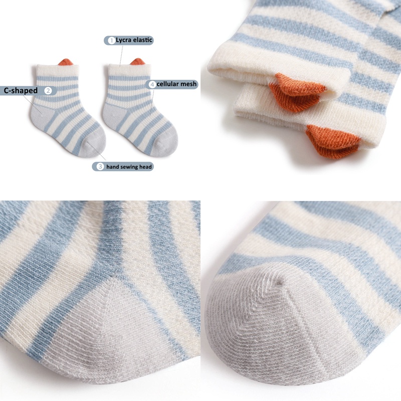 Bộ 4 đôi vớ KOKOROCARE cotton siêu mỏng in họa tiết hoạt hình dễ thương thời trang mùa hè cho bé 0-3 tuổi