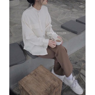 Áo sơ mi linen cổ tàu pth