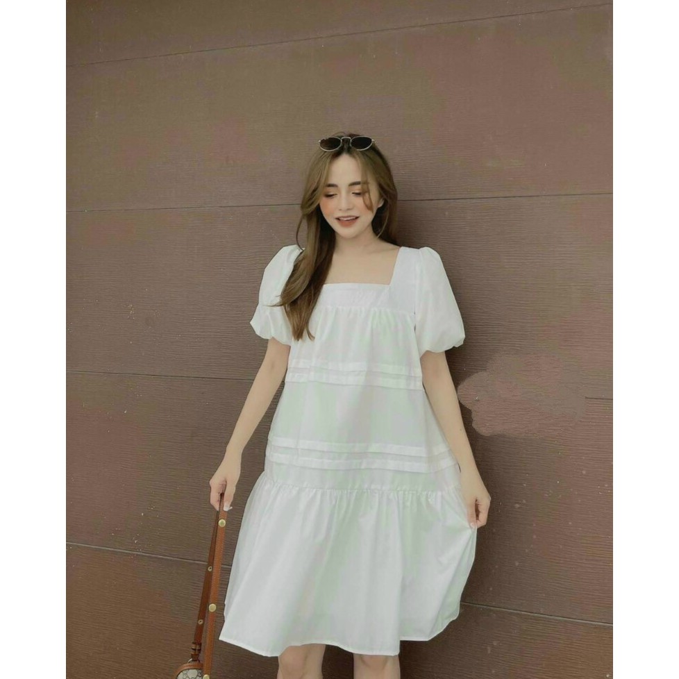 Đầm Babydoll Kèm Nơ Tay Ngắn Thời Trang Nữ Rose Fashion