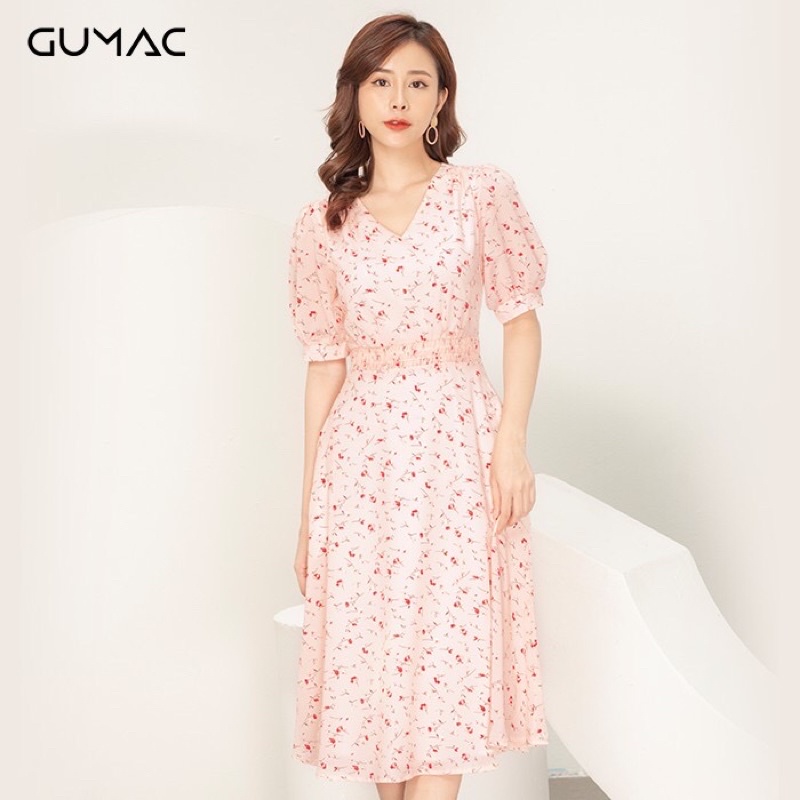 GUMAC - Đầm hoa nhún eo size M