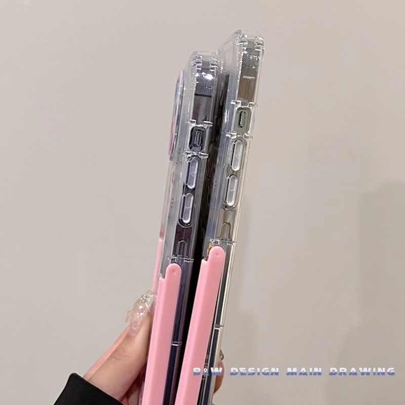 Ốp Điện Thoại Dẻo Trong Suốt Họa Tiết Hoạt Hình Sanrio Màu Hồng Dễ Thương Cho iPhone 14 Pro Max i13 12 11 Pro Max
