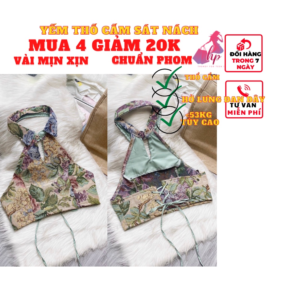 Áo kiểu yếm cổ bẻ croptop hở lưng đan dây thổ cẩm nữ đẹp ôm body cực sexy mẫu mới thời trang 2021
