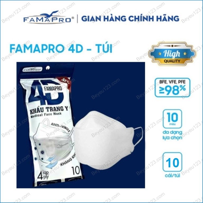 Gói 10 cái khẩu trang 4D KF94 An Tâm AT / Ngọc Khánh NK / Famapro