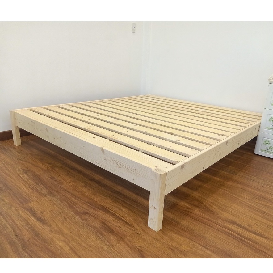 Giường ngủ gỗ lắp ráp đầu thấp đủ kích cỡ ⚡ GIÁ XƯỞNG ⚡ 1m2_1m4_1m6_1m8 (kèm phụ kiện)