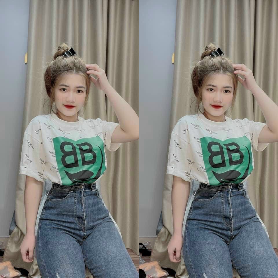 Áo thun form rộng tay lỡ in chữ B kiểu cực hot , chất thun coton mềm mịn dày dặn