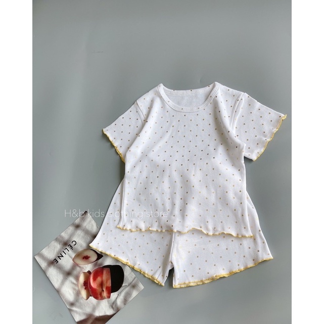 NT016 Bộ cộc, ngắn tay thun cotton bozip viền bèo hoạ tiết cho bé gái