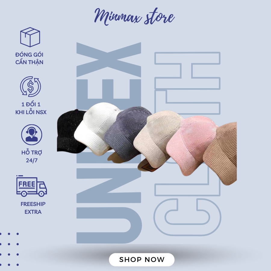 Mũ Lưỡi Trai Cơ Bản Vải Nhung Kẻ 10 Màu Tùy Chọn Nk25 Minmax Store