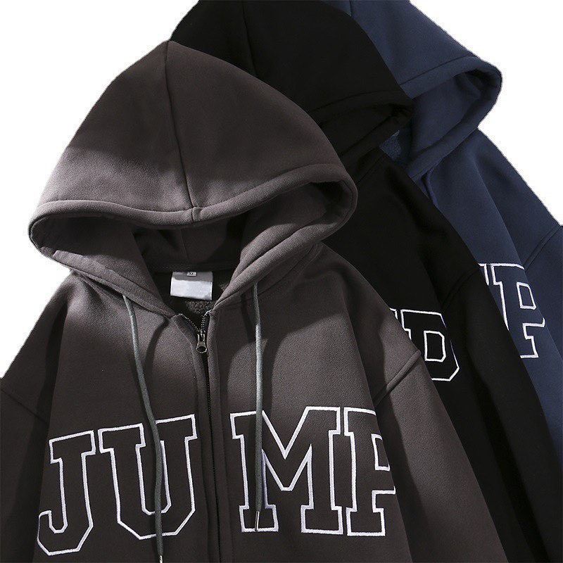 Áo Khoác Hoodie In Chữ JUMP Unisex [FREESHIP]Jacket from to rộng chất nỉ ngoại , mũ 2 lớp dầy đẹp