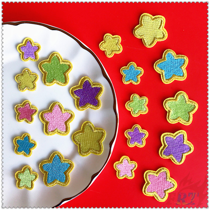 ✿ VSCO：Colorful Stars Iron-on Patch ✿ 1Pc Colorful Pentagram Diy Embroidery Patch Sew on Iron on Badges Patches