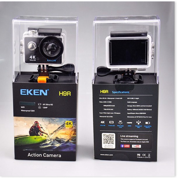 Camera hành trình sports Eken HR9 Ultra HD Wifi quay video 4K tặng đầy đủ bộ phụ kiện lắp đặt - Hàng nhập khẩu