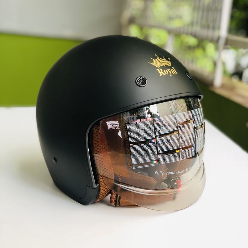 Mũ bảo hiểm kính âm 3/4 Royal M139 đen nhám chính hãng