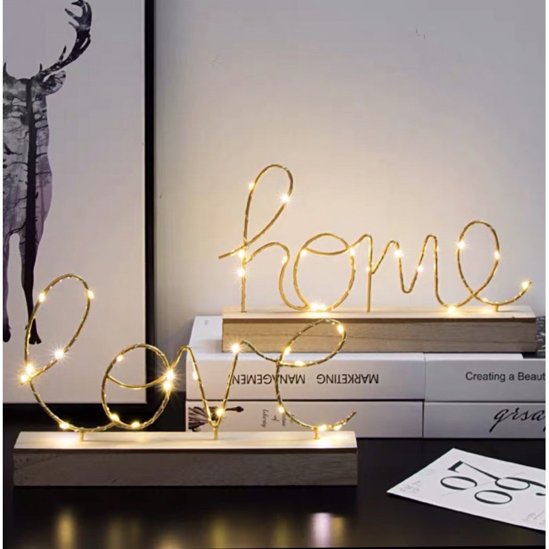 [ Giảm SHOCK 3 ngày đến 15.1 ]  Kệ chữ HOME và Kệ chữ LOVE đèn led trang trí size to siêu đẹp có clip thật