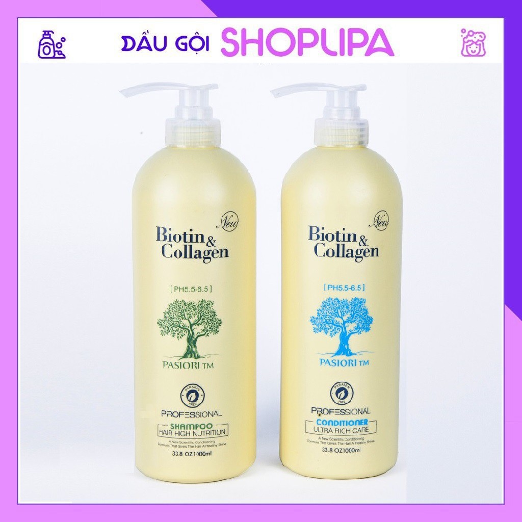 Dầu Gội Xả Biotin Collagen Trắng SHOPLIPA 500ml -1000ml