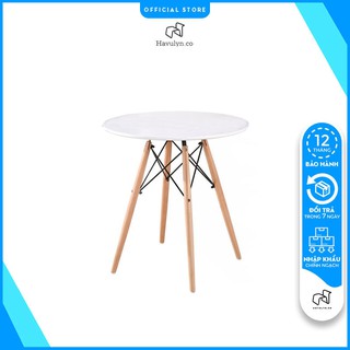 Bàn Tròn Eames Chân Gỗ Sồi Tự Nhiên, Bàn Cafe Tròn Bàn Ăn Gấp Gọn Thông Minh D60 Cm
