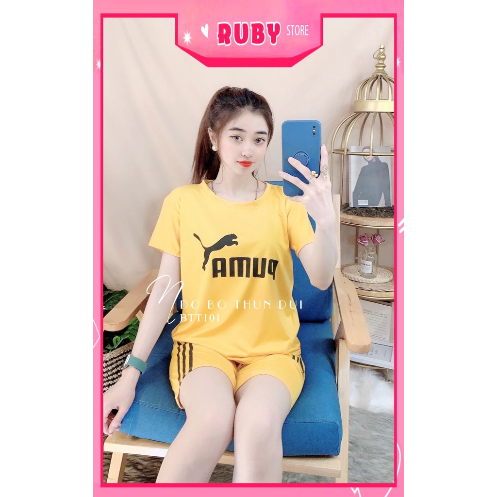 Đồ bộ thun đùi cho nữ mặc nhà chất vải mềm mịn mát ịn hình hoạt hình dễ thương BTT101