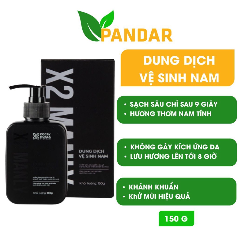 Gel vệ sinh nam X2 Manly Cocayhoala Dung dịch vệ sinh nam làm sạch giúp trẻ hóa cậu nhỏ chai 150g PANDAR