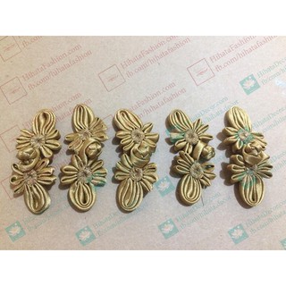 Set 05 khuy tàu, nút tàu hoa dài vàng đồng áo dài, xườn xám, áo phật tử Hihata Decor (cheongsam knots)