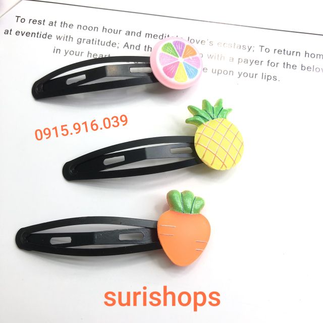 Set 3 kẹp tóc trái cây kẹp bấm giao ngẫu nhiên