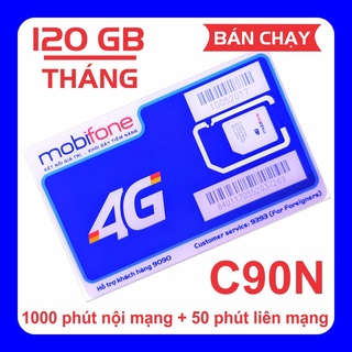 Sim 4g Mobifone C90N gói 6Gb/ngày (180Gb/tháng) + 50 phút gọi ngoại mạng – Sim Mobi C90N 90k/tháng