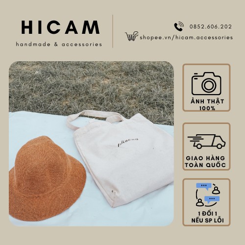 🛒 TÚI THÊU TÊN vải canvas cao cấp HICAM | ảnh thật 100%