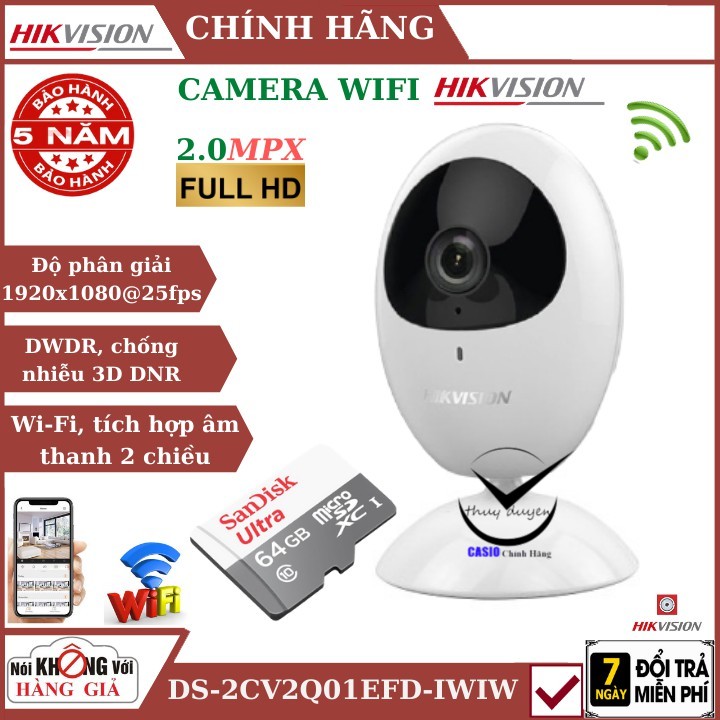 Camera Wifi Hikvision DS-2CV2U21FD-IW cube 2.0 fullHD ,đàm thoại 2 chiều ,cảnh báo chuyển động , hồng ngoại đêm