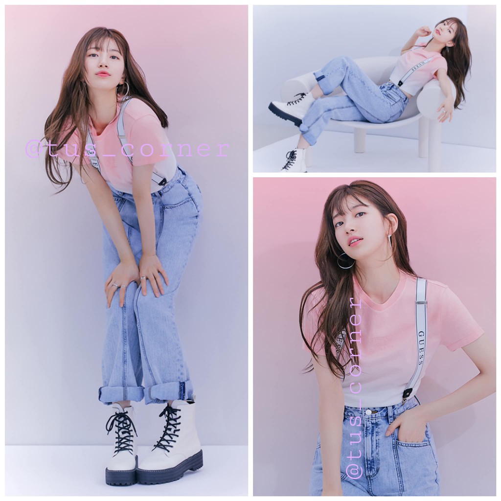 Áo phông Guess Suzy chính hãng màu gradient hồng/xanh