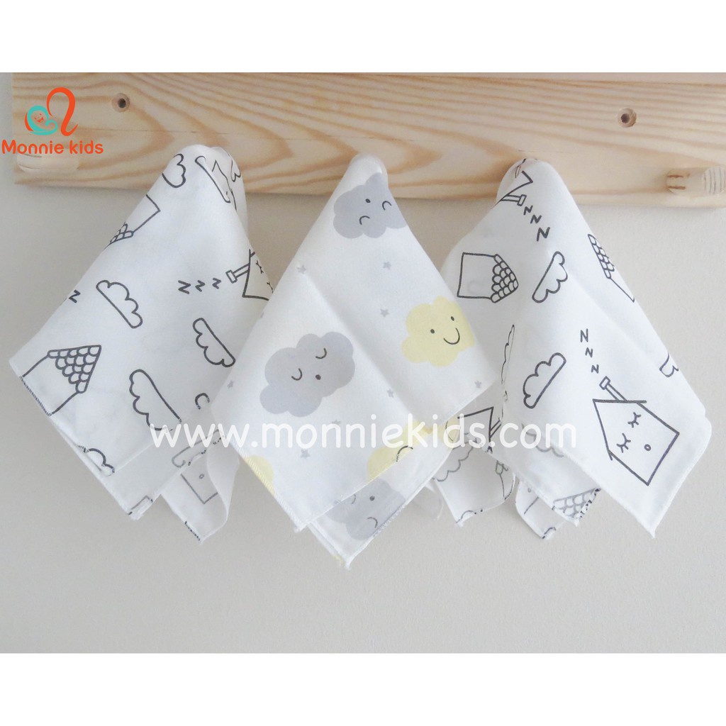 Set 10 khăn sữa sợi tre cho bé Cordi-i 35x35cm, khăn sữa xô cho bé sơ sinh - Monnie Kids