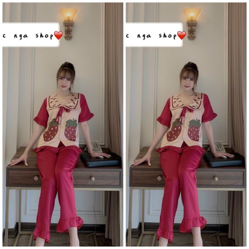 Bô lụa DÂU CỘC DÀI tay cộc quần dài siêu xinh kèm ảnh thật | BigBuy360 - bigbuy360.vn