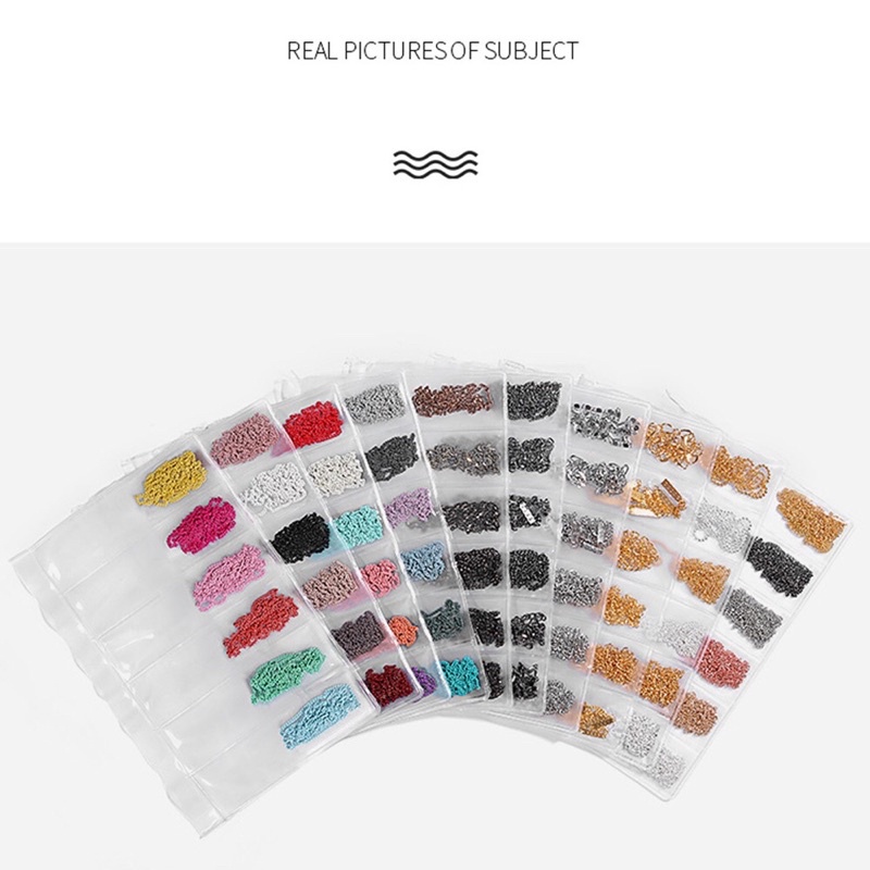 Phụ kiện charm xích, dây xích nhiều màu trang trí móng tay nail