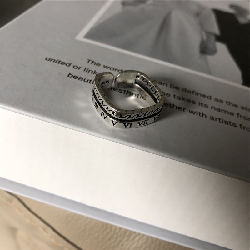 Nhẫn Đeo Tay Mặt Vuông Số La Mã 23239VI Thời Trang Cho Nam Và Nữ