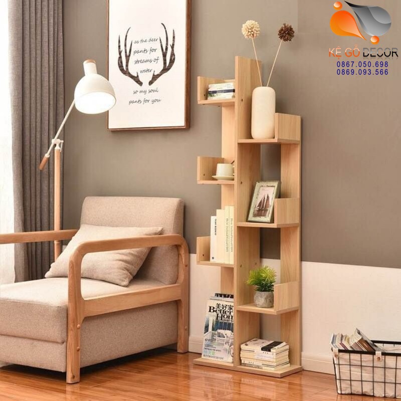 Kệ Sách Hình Cây - Kệ Sách Sương Rồng 8 Ngăn Gỗ MDF