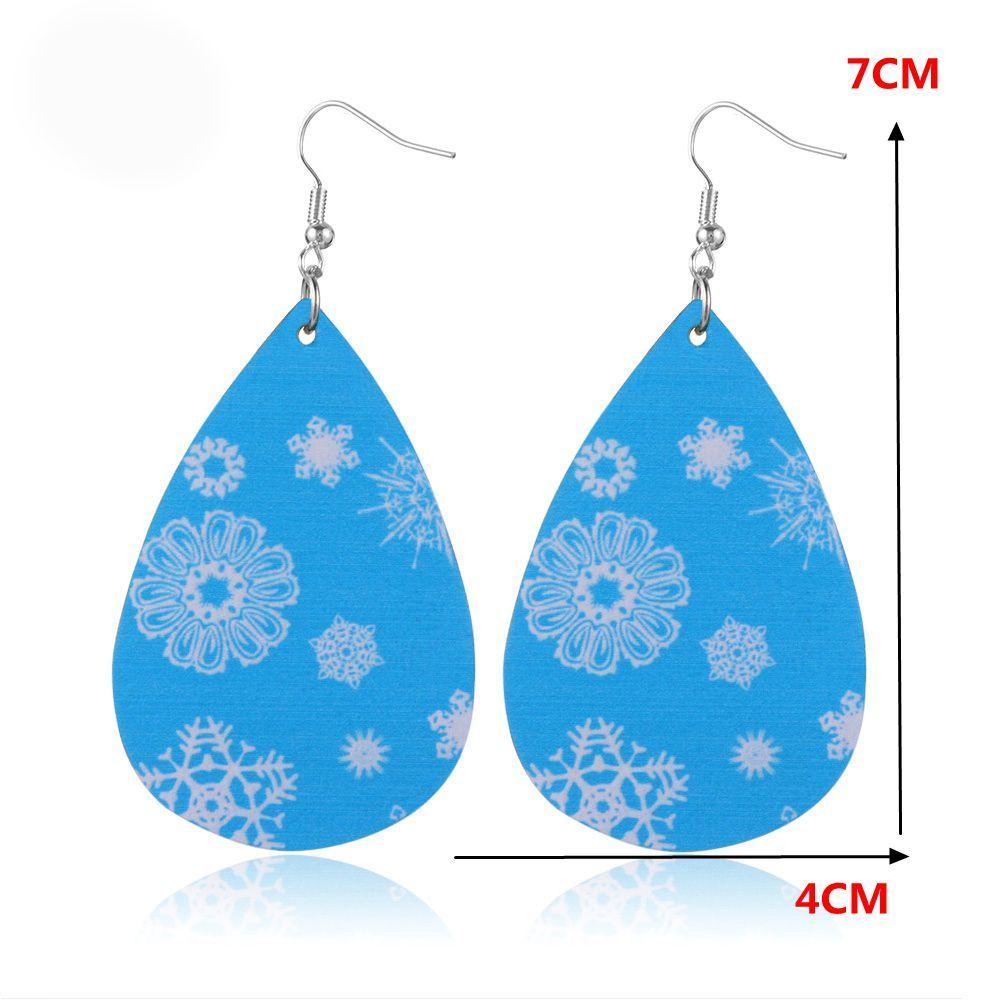 Khuyên Tai Giọt Nước Bằng Da Phong Cách Giáng Sinh Cho Nữ