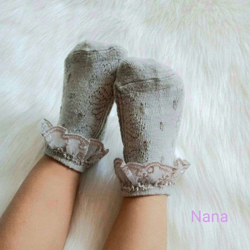 Vớ tất cổ ren Cotton mềm giãn bé gái