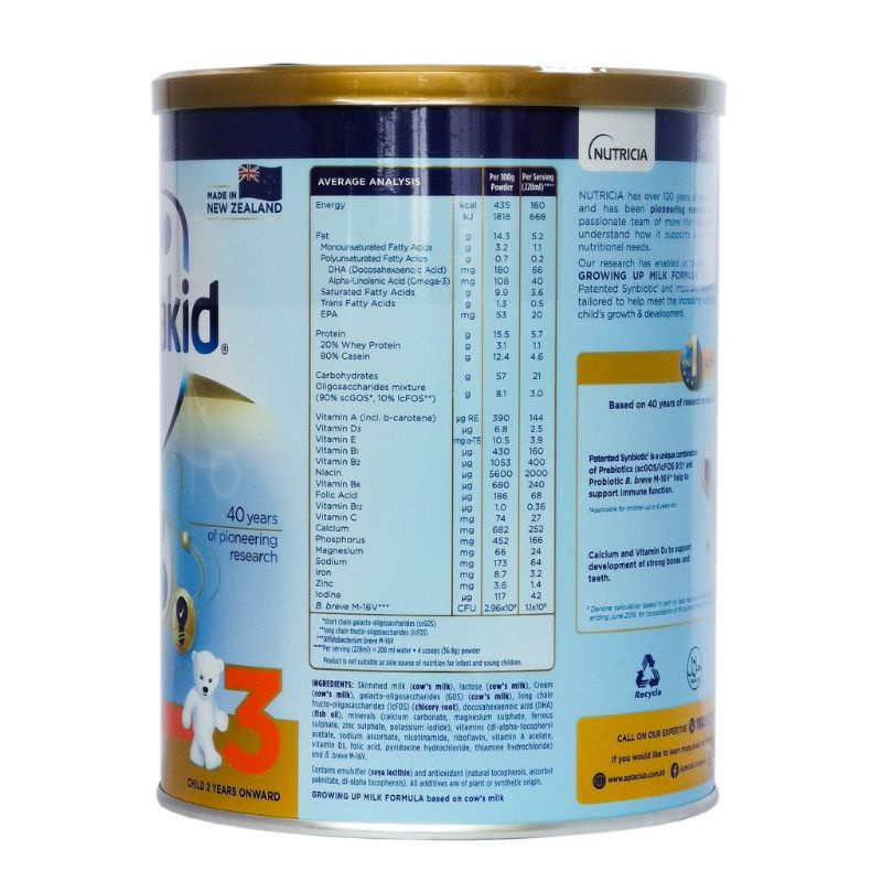 Sữa bột APTAKID growing up milk formula số 3, lon thiếc 900g