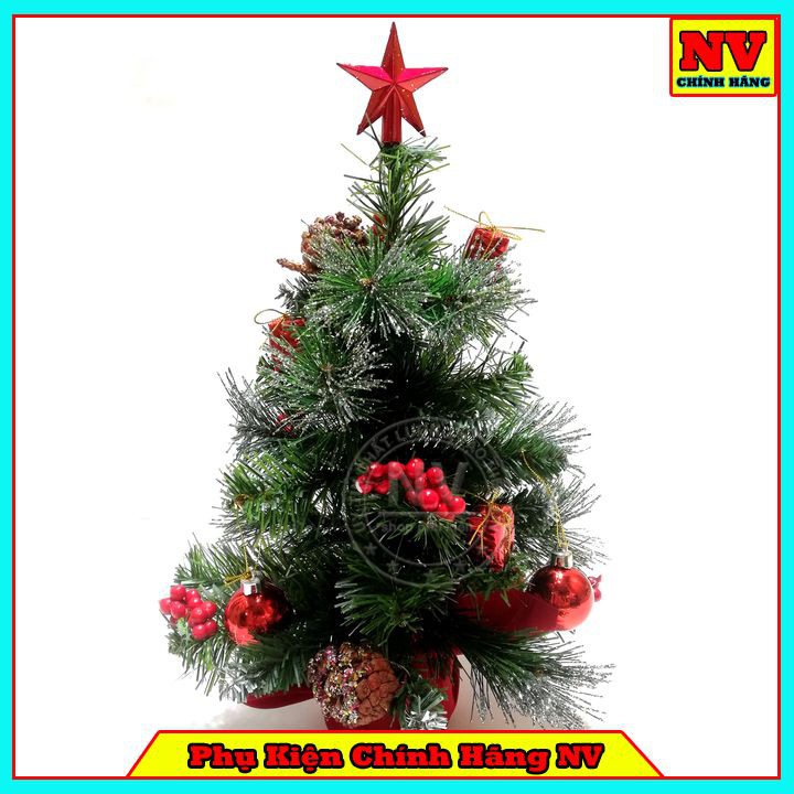 Cây Thông Noel Mini Để Bàn Phủ Tuyết Tặng Kèm Trái Thông Quả Châu Và Ngôi Sao Trang Trí
