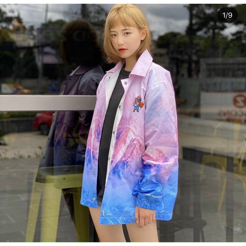 Áo khoác dù in kinh khí cầu dành cho nam cho nữ cổ bẻ, jacket form rộng cài cúc unisex ulzzang 123SHOP | BigBuy360 - bigbuy360.vn